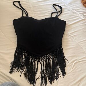 BCBG Generation Black Fringe Women Top